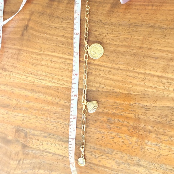 Gold Chain Bracelet with Shell and Coin Charms - Picture 7 of 7